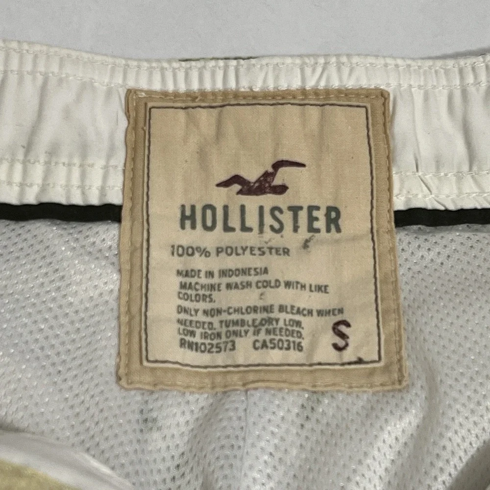 Hollister Swim Trunks Green Floral Cargo Mesh Lined Board Shorts Men Medium